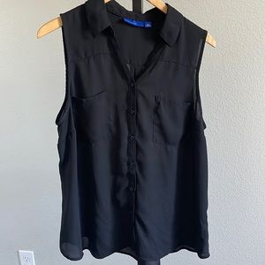 Apt 9 Womens Black Sheer Button up Tank Top